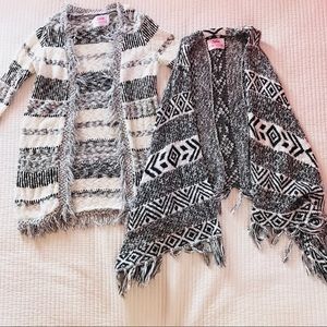 Black and White Cardigan Set For Girls